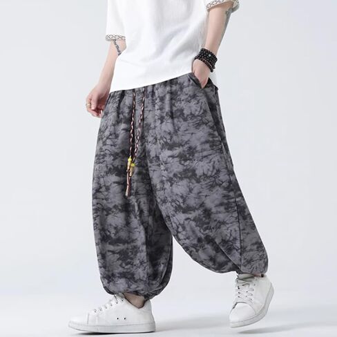 HZCX FASHON Mens Chinese Style Tie Dry Wide Leg Baggy Harem Yoga Jogger Pants Loose Fit Aladdin Trousers in Saudi Arabia