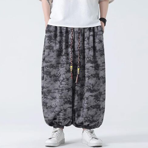 HZCX FASHON Mens Chinese Style Tie Dry Wide Leg Baggy Harem Yoga Jogger Pants Loose Fit Aladdin Trousers in Saudi Arabia