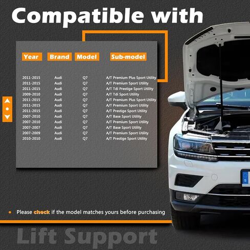 19.62 in 2Pcs Liftgate Lift Support Tailgate Hatch Struts Gas Spring Shocks Rod Compatible with Audi 2007-2015 Q7 Replaces 4L0827552 4L0827552E w/o Power Liftgate, Body Code 4L, 4 Door, Sport Utility in Saudi Arabia