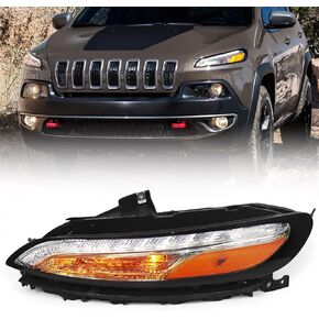 Huray DRL Headlight for Jeep Cherokee 2014-2018 [Day Time Running Light] [Turn Signal Light] [Side Mark Light] OE Replacement (Driver Side (Left)) in Saudi Arabia