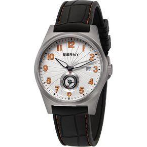 BERNY Automatic Titanium Watch for Men 100M Waterproof Fashion Men's Watch Super Luminous Male Analog Mechanical Wrist Watch, AR Sapphire Glass Small Seconds Sub-dial Date Calender Birthday Present in Saudi Arabia
