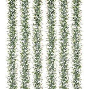 2 Pack Artificial Eucalyptus Garland, 5.5ft Faux Eucalyptus Vines with Lifelike Silver Dollar Leaves, Handmade Greenery Garland for Wedding Arch Decor, Table Runner, Home Party Backdrop in Saudi Arabia