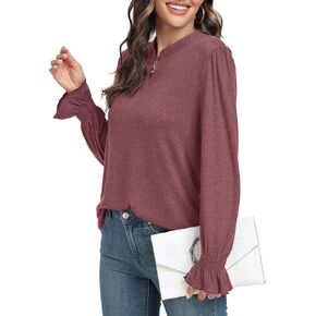 Women's Fashion Long Sleeve Tunic top Casual Loose Diamond V Neck Daily Work Shirts in Kuwait