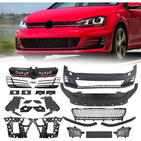 غطاء المصد الأمامي KARPAL + طقم شبكة غطاء محرك السيارة مناسب لـ 2015-2017 Volkswagen VW Golf MK7 GTI Style غير مطلي in Kuwait