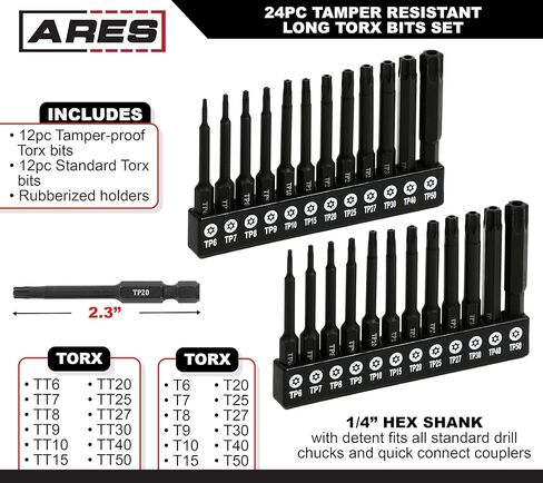 ARES 31041 - مجموعة مقابس Torx Plus مكونة من 10 قطع - محركات مقاس 1/4 بوصة و3/8 بوصة - تشتمل مجموعة S2 الفولاذية على لقم Torx Plus من TP10 إلى TP55 لتغطية فائقة in Saudi Arabia