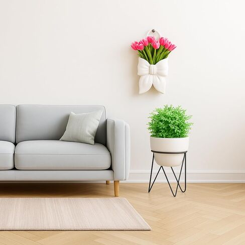 Bow Ceramic Hanging Planter Wall Flower Vase Room Decor Hanging Vase for Flowers Planters for Indoor Plants Wall Mount Plant Pots for Home Living Room Bedroom Indoor Outdoor (White) in Saudi Arabia