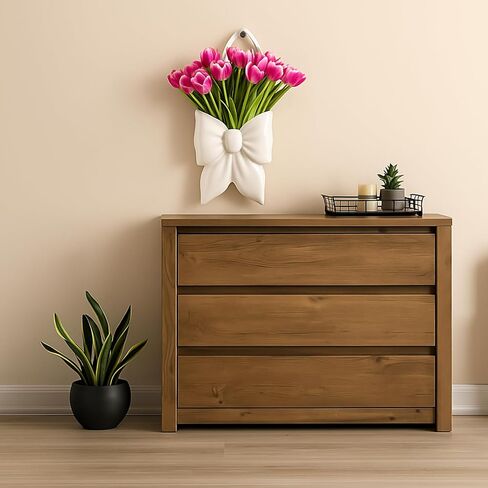 Bow Ceramic Hanging Planter Wall Flower Vase Room Decor Hanging Vase for Flowers Planters for Indoor Plants Wall Mount Plant Pots for Home Living Room Bedroom Indoor Outdoor (White) in Saudi Arabia