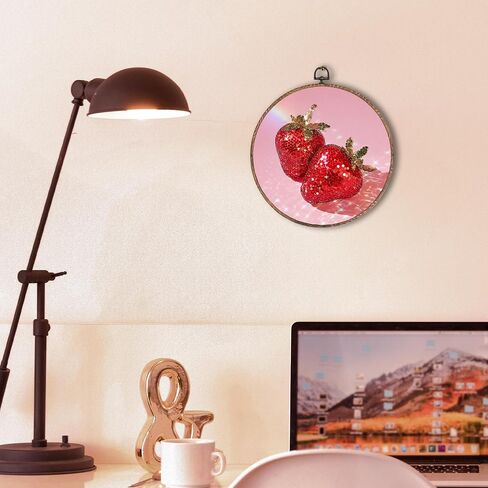 Hxlac Chili Pepper Disco Ball Oval Wall Art Framed, Trendy Preppy Pink Oval Wall Decor, Maximalist Dopamine Canvas Prints Wall Sculptures for Home Kitchen Dining Room Girls Room Decor, 8.5x11.5 Inch in Saudi Arabia