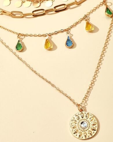 Fashion Necklace Multilayer Layered Pendant Necklace for Women, Boho Chic Stackable Charm, Gift for Graduation, Friendship, Travel, Beach, or Special Occasions in Saudi Arabia