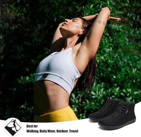 HOBIBEAR Womens Barefoot Shoes | Wide Toe Box | High Top Canvas | Comfortable Trail Running Sneaker in Saudi Arabia