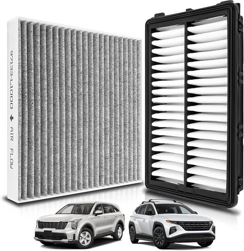 AUTOKAY 97133L1000 28113L1000 فلتر هواء المقصورة والمحرك مناسب لشركة Hyundai Tucson Santa Cruz 2022-2025 Santa Fe 2021-2025 Sonata 2020-2025 لكيا سورينتو K5 2021-2025 سبورتاج 2023-2025 ليس للهجين in Saudi Arabia