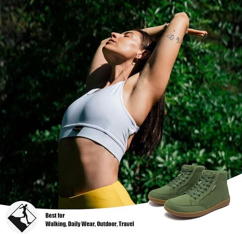 HOBIBEAR Womens Barefoot Shoes | Wide Toe Box | High Top Canvas | Comfortable Trail Running Sneaker in Saudi Arabia