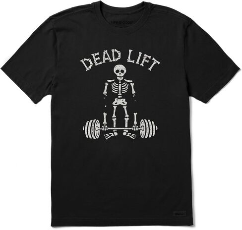 Life is Good. Men's Dead Lift Short Sleeve Crusher Tee, Faded Black in Saudi Arabia
