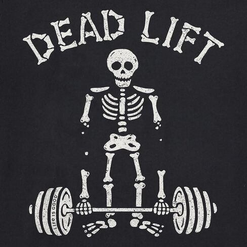Life is Good. Men's Dead Lift Short Sleeve Crusher Tee, Faded Black in Saudi Arabia