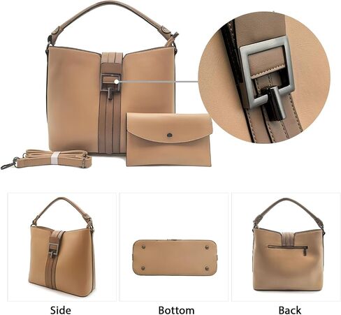 Square Bucket Top Handle Bag & Envelope Clutch Purse Set Striped Design Tote Women Shoulder Bag in Kuwait
