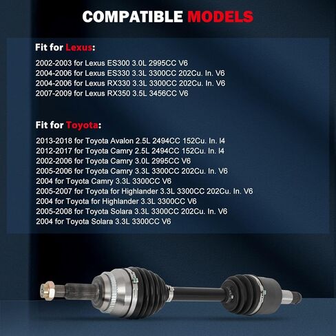 cciyu 66-5264 66-5265 Front Left & Right CV Axle Shaft Assembly for Lexus 2002-2011 2013-2018 for Toyota 2002-2008 2012-2018 (2 Pack) in Saudi Arabia