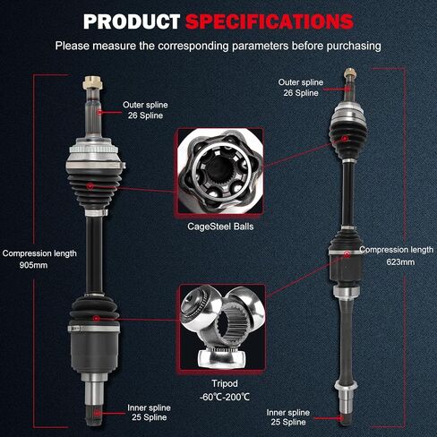 cciyu 66-5264 66-5265 Front Left & Right CV Axle Shaft Assembly for Lexus 2002-2011 2013-2018 for Toyota 2002-2008 2012-2018 (2 Pack) in Saudi Arabia