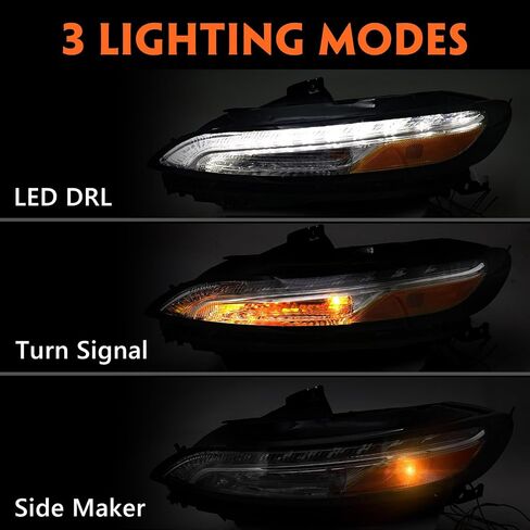 مصباح أمامي Huray DRL لسيارة جيب شيروكي 2014-2018 [ضوء النهار الجري] [ضوء إشارة الانعطاف] [ضوء العلامة الجانبية] استبدال OE (جانب السائق (يسار)) in Saudi Arabia