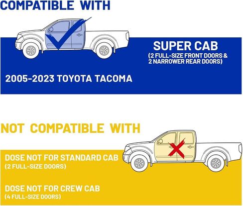 لوحات تشغيل مقاس 6.5 بوصة لسيارة Toyota Tacoma Access Cab لعام 2005-2023 (بابان بالحجم الكامل وبابان خلفيان أضيق) - قضبان خطوات جانبية للشاحنة in Kuwait
