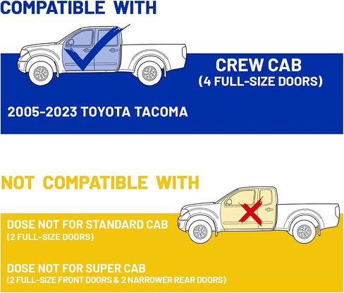 لوحات تشغيل مقاس 6.5 بوصة لسيارة Toyota Tacoma Access Cab لعام 2005-2023 (بابان بالحجم الكامل وبابان خلفيان أضيق) - قضبان خطوات جانبية للشاحنة in Kuwait