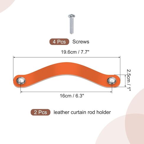 uxcell 2 Pcs Leather Curtain Rod Holder, Leather Wall Hooks Wall Hanging Strap with Screw for Towel Bathroom Kitchen Bedroom, Pink in Kuwait