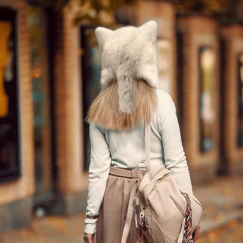 Fluffy Raccoon Hat Thermal Plush Furry Raccoon Tail Hat Faux Fur Windproof Beanie Animal Themed Costume Hat in Saudi Arabia
