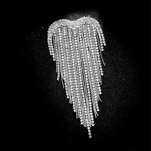 Silver Rhinestone Heart Brooch Pin for Women Sparkly Crystal Tassel Brooches Love Shaped Large Statement Lapel Pins Shiny Gold Graduation Jewelry in Saudi Arabia