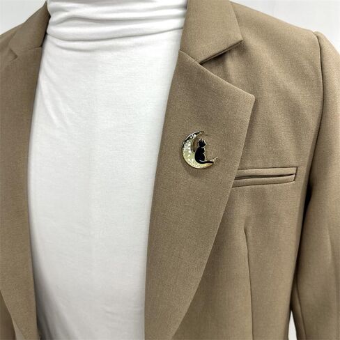Black Cat Moon Gold-tone Small Brooch Pins For Women Cute Fashion Enamel Animal Brooches Lapel Pins for Backpacks Suit Clothing Jackets Hats Bag Jewelry for Halloween Party Daughter in Saudi Arabia