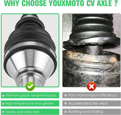 Youxmoto CV المحور الأمامي الأيسر/الأيمن مناسب لقائد Can-Am 1000 1000R/ 800R MAX 2011 2012 2013 2014 2015 2016 2017 2018 2019 2020، عمود محرك فولاذي كرومولي 4340، لـ 705400952؛ 705400953 in Saudi Arabia