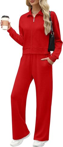XIEERDUO Lounge Sets for Women 2024 Sweatsuit 2 Piece Outfits Sweatshirt Wide Leg Sweatpant Tracksuit Matching Set in Kuwait