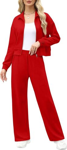 XIEERDUO Lounge Sets for Women 2024 Sweatsuit 2 Piece Outfits Sweatshirt Wide Leg Sweatpant Tracksuit Matching Set in Kuwait
