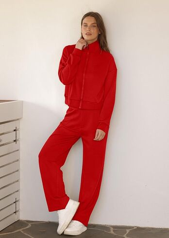 XIEERDUO Lounge Sets for Women 2024 Sweatsuit 2 Piece Outfits Sweatshirt Wide Leg Sweatpant Tracksuit Matching Set in Kuwait