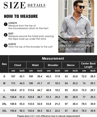 COOFANDY Men's Long Sleeve Wrinkle Free Shirt Casual Button Down Shirts Stretch Dress Shirt with Pocket in Saudi Arabia