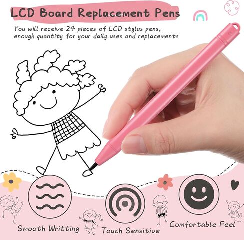 24 Pieces Replacement Stylus Pens LCD Board Pens for LCD Writing Tablet Drawing Pad Memo Message Boards Kids Adults, Black in Saudi Arabia