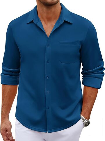 COOFANDY Men's Long Sleeve Wrinkle Free Shirt Casual Button Down Shirts Stretch Dress Shirt with Pocket in Saudi Arabia