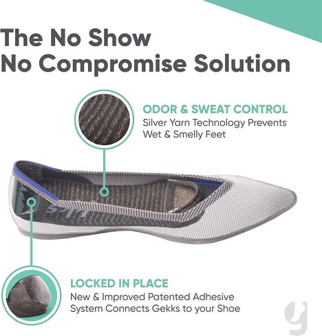 Gekks Women's No Show Non Slip Sock Liner Inserts for Loafers, Slip-Ons, Flats, Shoe Socks with Odor-Relief Silver Technology, Black/Nude, Medium (US: 7-8.5), Combo Pack of 4 in Saudi Arabia