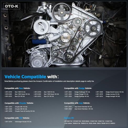 مجموعة بكرة شد الحزام OTO-K متوافقة مع رام 1500 2500 3500 C/V، دودج تشالنجر تشارجر دورانجو جراند كارافان جورني أفينجر، كرايسلر تاون آند كانتري 200 300، جيب جراند شيروكي in Kuwait