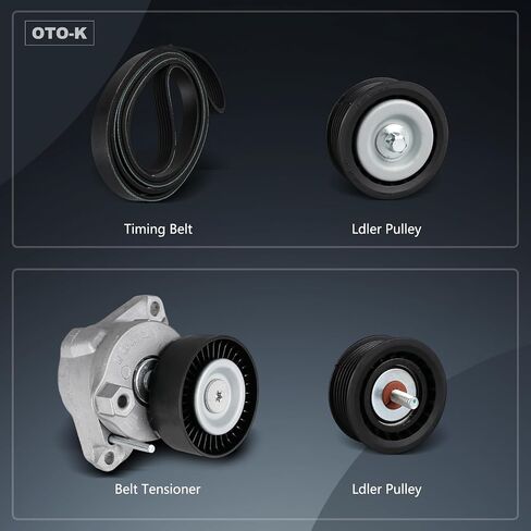 طقم حزام التوقيت OTO-K مع شداد متوافق مع مرسيدس بنز C230 C280 C350 S450 GL450 GL550 GLK550 E550 G550 GL550 ML550 S550 Audi A4 A5 Q5، يستبدل # 6PK2404 2722021419 2722000270 2722021019 in Kuwait