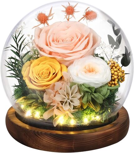 Mother's Day Eternal Rose Gifts for Mom, Preserved Real Rose in Glass Dome with LED Light for Decoration, Flowers for Delivery Prime, Gifts for Women Wife Her on Birthday Anniversary, Purple in Kuwait