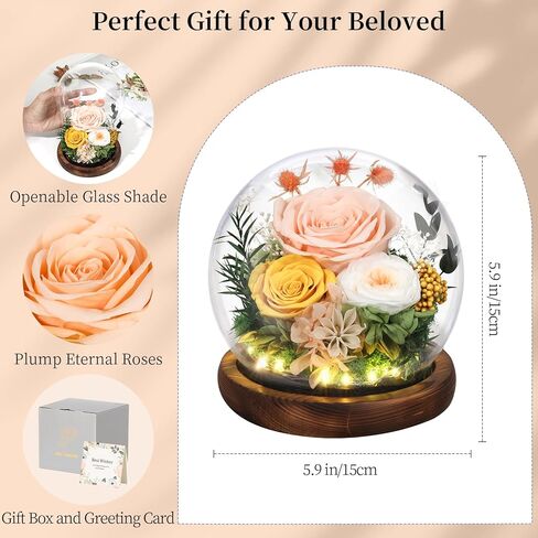 Mother's Day Eternal Rose Gifts for Mom, Preserved Real Rose in Glass Dome with LED Light for Decoration, Flowers for Delivery Prime, Gifts for Women Wife Her on Birthday Anniversary, Purple in Kuwait