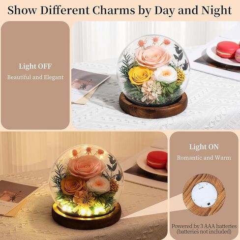 Mother's Day Eternal Rose Gifts for Mom, Preserved Real Rose in Glass Dome with LED Light for Decoration, Flowers for Delivery Prime, Gifts for Women Wife Her on Birthday Anniversary, Purple in Kuwait