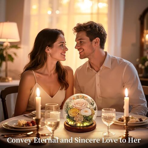 Mother's Day Eternal Rose Gifts for Mom, Preserved Real Rose in Glass Dome with LED Light for Decoration, Flowers for Delivery Prime, Gifts for Women Wife Her on Birthday Anniversary, Purple in Kuwait