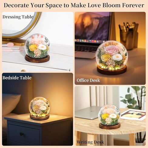 Mother's Day Eternal Rose Gifts for Mom, Preserved Real Rose in Glass Dome with LED Light for Decoration, Flowers for Delivery Prime, Gifts for Women Wife Her on Birthday Anniversary, Purple in Kuwait