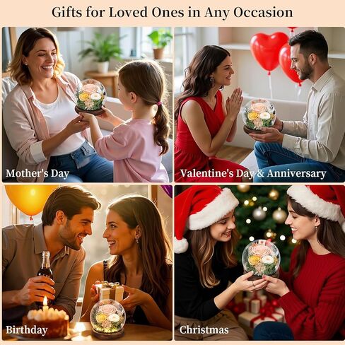 Mother's Day Eternal Rose Gifts for Mom, Preserved Real Rose in Glass Dome with LED Light for Decoration, Flowers for Delivery Prime, Gifts for Women Wife Her on Birthday Anniversary, Purple in Kuwait