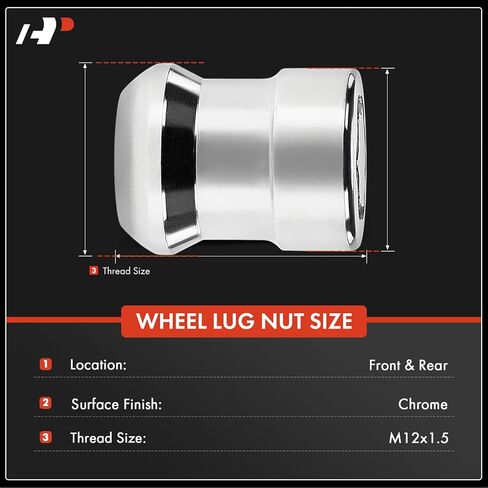 صواميل عجلة A-Premium 5 قطع M12-1.50 متوافقة مع Honda CR-V 1997-2025، Civic 2001-2025، Accord 1990-2025، Pilot، Odyssey، Fit، HR-V، Crosstour، Insight، CR-Z، Element، S2000، أمامي وخلفي in Saudi Arabia