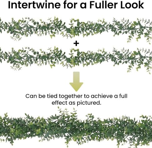 2 Pack Artificial Eucalyptus Garland, 5.5ft Faux Eucalyptus Vines with Lifelike Silver Dollar Leaves, Handmade Greenery Garland for Wedding Arch Decor, Table Runner, Home Party Backdrop in Saudi Arabia