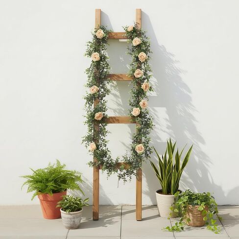 2 Pack Artificial Eucalyptus Garland, 5.5ft Faux Eucalyptus Vines with Lifelike Silver Dollar Leaves, Handmade Greenery Garland for Wedding Arch Decor, Table Runner, Home Party Backdrop in Saudi Arabia