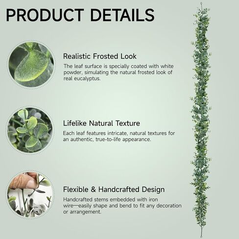 2 Pack Artificial Eucalyptus Garland, 5.5ft Faux Eucalyptus Vines with Lifelike Silver Dollar Leaves, Handmade Greenery Garland for Wedding Arch Decor, Table Runner, Home Party Backdrop in Saudi Arabia