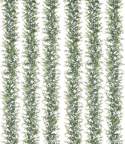 2 Pack Artificial Eucalyptus Garland, 5.5ft Faux Eucalyptus Vines with Lifelike Silver Dollar Leaves, Handmade Greenery Garland for Wedding Arch Decor, Table Runner, Home Party Backdrop in Saudi Arabia