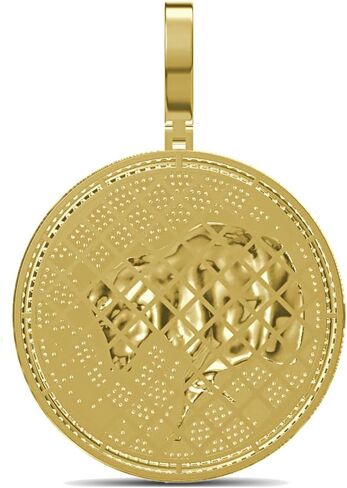 55 Grams Heavy Big 2.80 Inch 3.55 Ctw. VVS/D Simulated Diamond Real Genuine Sterling Silver 14K Yellow Gold Finish Astrological Zodiac Lucky Birth Symbol Horoscope Sign Charm Pendant Medallion Free Rope Chain Neckless in Kuwait